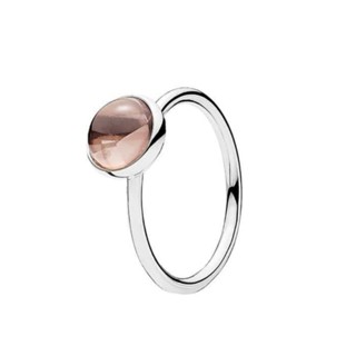 แหวน Pandora Silver &amp; Blush Pink Crystal Poetic Droplet Ring