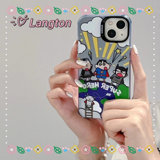 🌈Langton🌸ขอบเต็ม ป้องกันการหล่น iphone 11 14 pro max การ์ตูน เครยอนชินจัง ความคิดสร้างสรรค์ น่ารัก case for iPhone 12 13