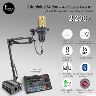 ไมโครโฟนตั้งโต๊ะ BM-800 พร้อม Audio Interface B1