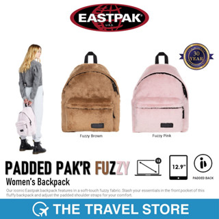 EASTPAK Padded PakR Fuzzy Womens Backpack กระเป๋าเป้ เป้สะพายหลัง เนื้อผ้าฟูซี่ สัมผัสนุ่ม