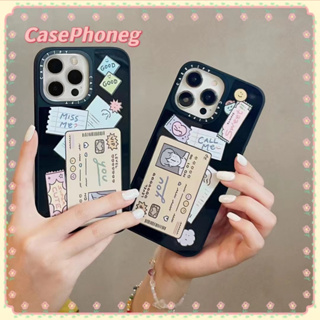 🍑CasePhoneg🍑ป้องกันการหล่น ขอบเต็ม iPhone 11 14 pro max ขอบดำ ความคิดสร้างสรรค์ นามบัตร การ์ตูน case for iPhone 12 13