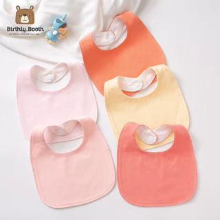 ผ้ากันเปื้อนเด็ก ทรงไข่ Bibs สีพื้น Minimal [พร้อมส่ง] ผ้าซับน้ำลายเด็กCottonมีกระดุมติด ซับน้ำได้ดี