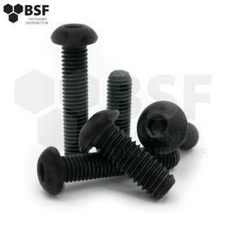 สกรูหัวจมกลมดำ M6 x 10 ถึง 60mm.เกลียวมิลหยาบ