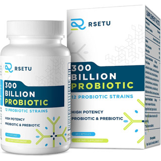 RSETU Probiotics, 300 Billion CFU Probiotics Supplement &amp; 12 Probiotic Strains with Prebiotics, 60 capsules(Sku.2314)