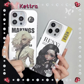 💜Kettra💜ป้องกันการหล่น ขอบเต็ม iPhone 11 14 pro max การ์ตูน ความคิดสร้างสรรค์ วัสดุฝ้า เงิน เจ๋ง case for iPhone 12 13