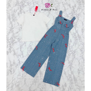 ราคาถูกที่สุด!! Widelia @ Real Set Denim bib+T-Shirt เซ็ทเอี๊ยมยีนส์กับเสื้อยืด