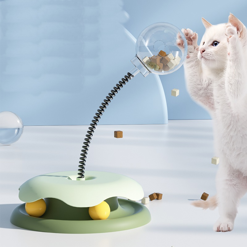 Deemar ของเล่นแมว สปริงล่อแมว  ลูกบอลอาหาร  ของเล่นพร้อมที่ใส่อาหาร ช่องใส่อาหารอุปกรณ์ใส่อาหาร YC019