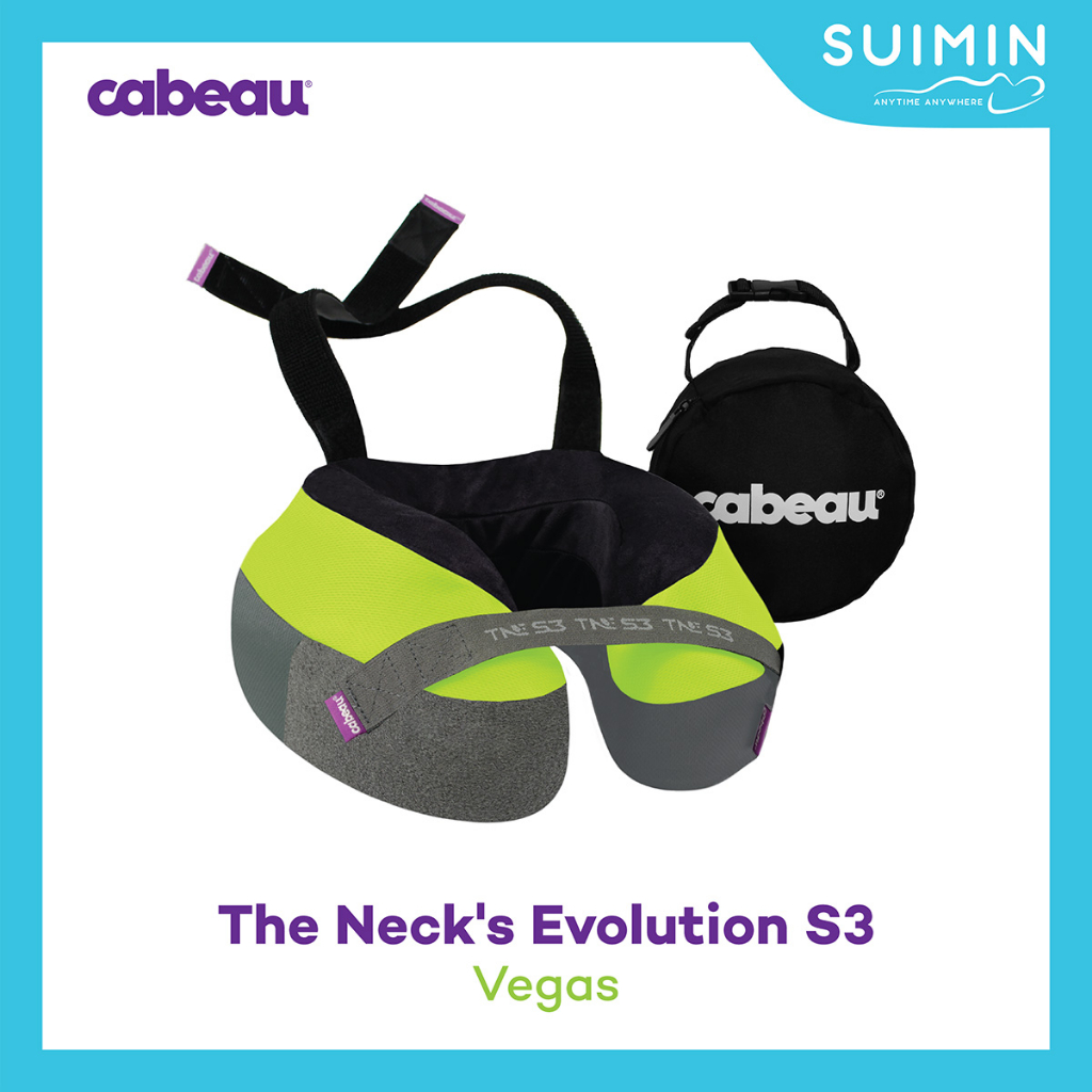 Cabeau หมอนรองคอ มีสายรัดเพื่อกระชับ รุ่น Evolution S3 Vegas Travel Pillow DK Gray/Neon Yellow รหัส TNEP3031
