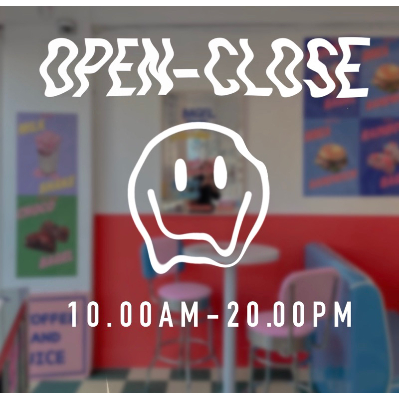 ⚡️ OPEN-CLOSE 02 🙂 สีและเวลาเปลี่ยนได้แจ้งในหมายเหตุ ติดผนัง ติดกระจก ร้านกาแฟ คาเฟ่