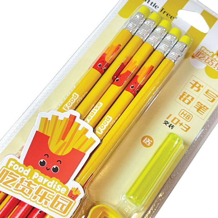 ชุดดินสอไม้ HB 10แท่ง พร้อมยางลบและกบเหลา FAST FOOD LT MC111013-E