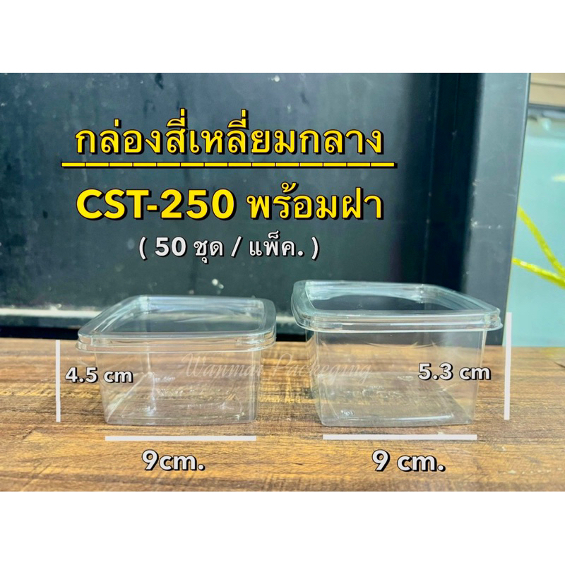 กล่องM020 , CST250 กล่องพลาสติกใส่ขนม (50ชุดพร้อมฝา)