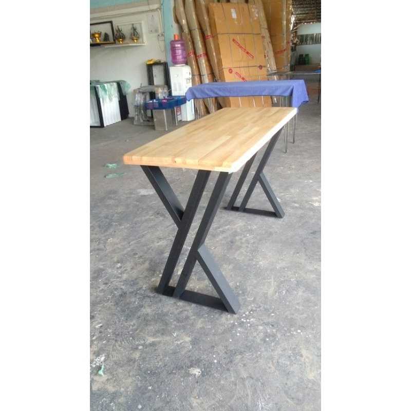 โต๊ะอาหาร โต๊ะทำงาน ไม้ยางพาราประสาน สีใส ขา ZX สีดำ ขนาดกว้าง80cmxยาว120cmxสูง75cm
