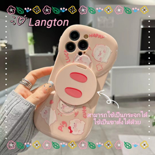 🌈Langton🌸ขอบเต็ม ป้องกันการหล่น iphone 11 14 pro max ขายึดกระจก การ์ตูน ลูกหมู สีชมพู น่ารัก case for iPhone 12 13