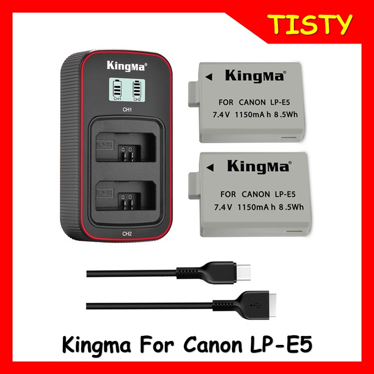 KingMa Canon LP-E5 (1150mAh) battery and LCD Dual USB charger for Canon EOS 450D 500D camera