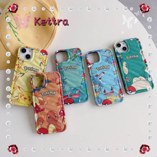 💜Kettra💜ป้องกันการหล่น ขอบเต็ม iPhone 11 14 pro max การ์ตูน ปิกาจู Pokemon สีฟ้า สีเหลือง น่ารัก case for iPhone 12 13