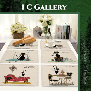 ICG แผ่นรองจาน เสื่อกันความร้อนลายสัตว์ เสื่ออาหารฝรั่ง เสื่อผ้าปูโต๊ะอาหาร ขนาด42*32ซม