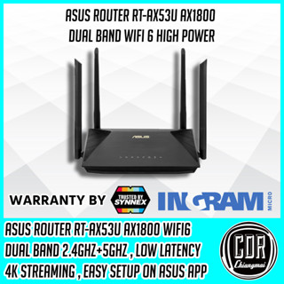 ASUS เราเตอร์เล่นเกม RT-AX53U AX1800 Dual Band WiFi 6 Router High Power Router [ประกันศูนย์ 5 ปี]