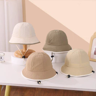 (พร้อมส่ง) หมวกเด็ก หมวกบักเก็ต (Bucket) ผ้า COTTON สีพื้นตัดขอบ หมวกแฟชั่นเด็ก 12เดือน-5ปี รอบหัว:50-52 cm.