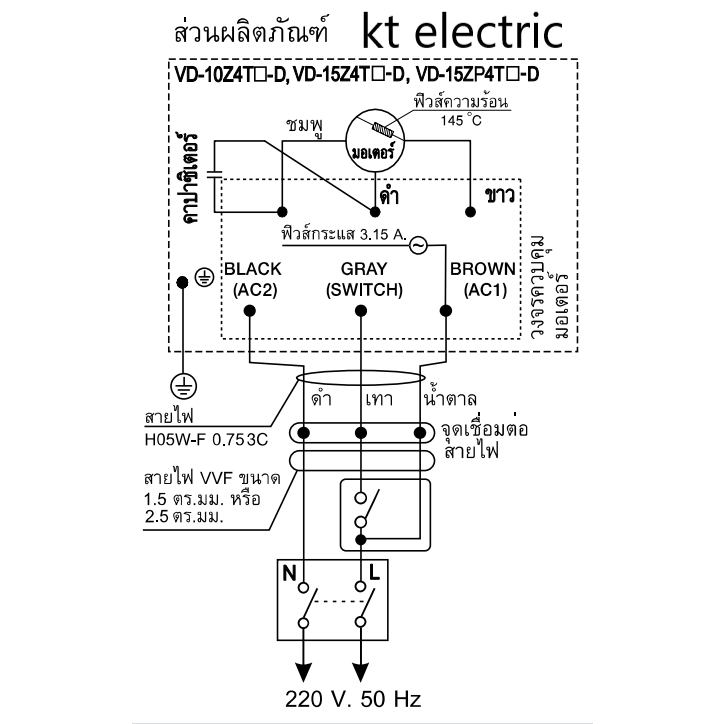 MITSUBISHI VD-15ZP4T7-D พัดลมระบายอากาศ ฝังฝ้า ต่อท่อ ใบพัด 6 นิ้ว ชนิดลมแรง หน่วงเวลา(Delay Timer) -ต่อไฟแบบพิเศษ ราคา ถูกที่สุด ดีลบีเคเค แกลเลอรีภาพที่ 2