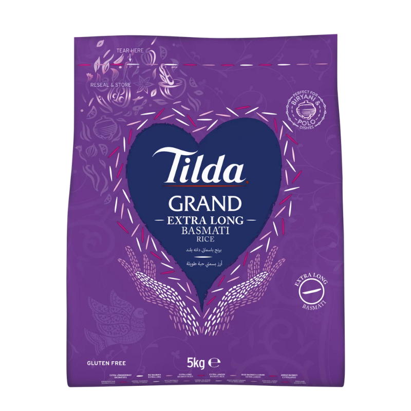 ทิลด้า ข้าวบาสมาติ พันธุ์เม็ดใหญ่ยาว 5 กก. - Basmati Rice Grand 5kg Tilda brand