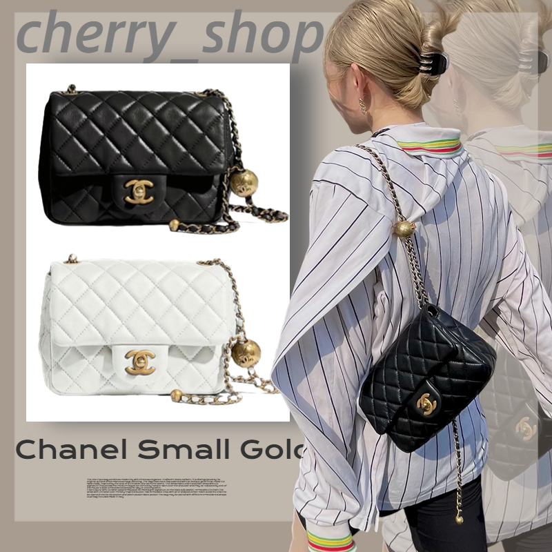 ถูกที่สุด ของแท้ 100%/Chanel Small Gold Ball Bag ผู้หญิง/กระเป๋าสะพายไหล่