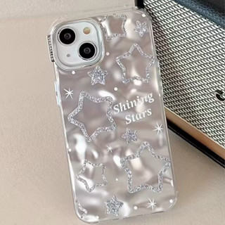 🎁ส่งของขวัญ🎁เคสไอโ case for iphone 11 12 full screen silver stars เคส 14 13 12 11 pro max เคสโทรศัพท์ระลอกน้ำ