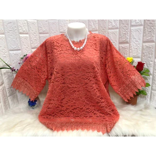 เสื้อลูกไม้ผ้าลื่น ไซส์ใหญ่ ทรงเรียบ รอบอก46-52 นิ้ว