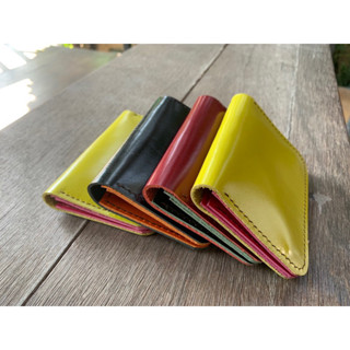 กระเป๋าสตางค์หนังแท้แฮนด์เมดหลากสี Minimalist Handicraft Colorful Leather Wallet Personalized