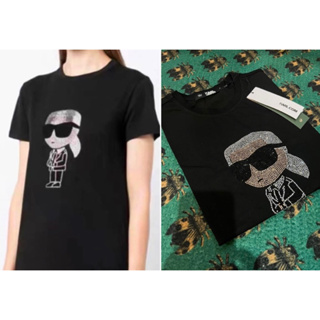 (สอบถามไซส์ในแชทนะคะ)เสื้อยืด Karl Lagerfeld Glitter ติดเพชร กลิตเตอร์ ทุกเม็ด สวยมาก