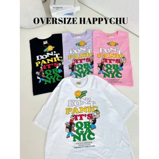 DON’T PANIC IT’S ORGANIC~เสื้อยืดโอเวอร์ไซส์Cotton 100% (se-mi32)