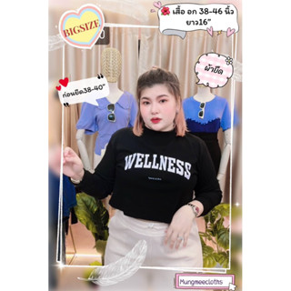 LO เสื้อครอป ผ้ายืดยูนิโคล่ OVERSIZE คอกลม แขนยาว สกรีนส์ตัวอักษร 🐻🤎 อก 38-46" ยาว16"หน้าผ้า42" แบบสวม ไซ ส์ใหญ่