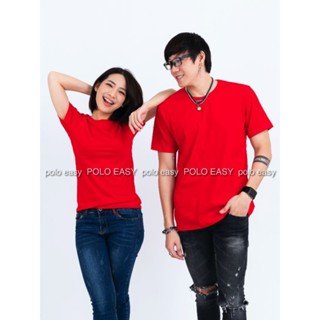 2XL เสื้อยืด สีแดง คอกลม แขนสั้น Size 2XL