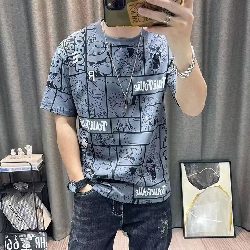 เสื้อยืดผู้ชายเสื้อยืดคอกลมแขนสั้น สไตล์เกาหลี.ลายใหม่สวยมาก.ผ้าดีใส่สบาย