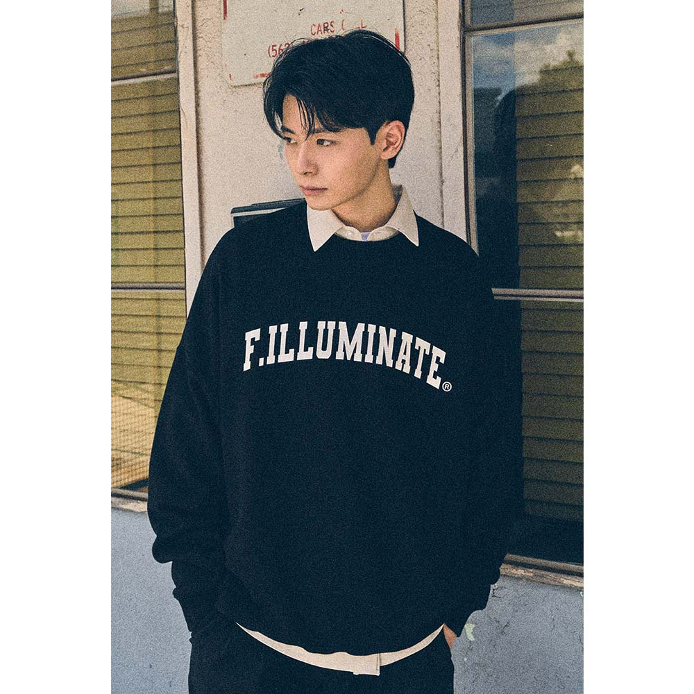 [FLMNT] Oversized Arch Logo Sweatshirt l Black / Wine / Cream / Green