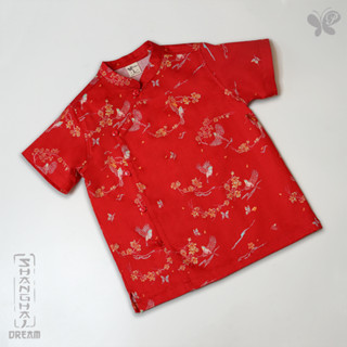 Boy Shanghai Dream - Wintersweet Flowers เสื้อคอจีนสำหรับเด็กผู้ชายจากผ้าฝ้ายธรรมชาติเกรดพรีเมี่ยม