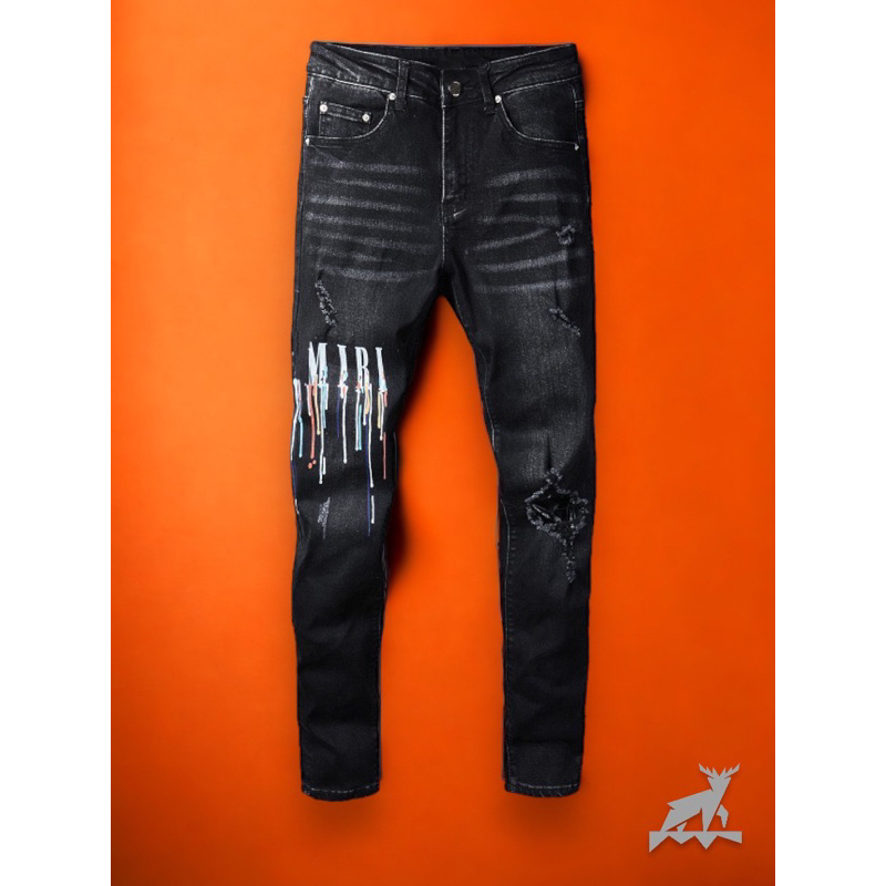 กางเกงยีน กางเกงยีนส์ ผู้ชาย แฟชั่น AMIRI สตรีทแฟชั่น สีดำ เสื้อผ้า เครื่องประดับ ราคาถูก