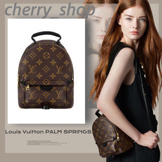 🍒หลุยส์วิตตอง Louis Vuitton PALM SPRINGS Backpack 🍒เป้/ผ้าใบเคลือบ/ดอกไม้เก่า series/ผู้หญิง/กระเป๋าเป้มินิ🍒