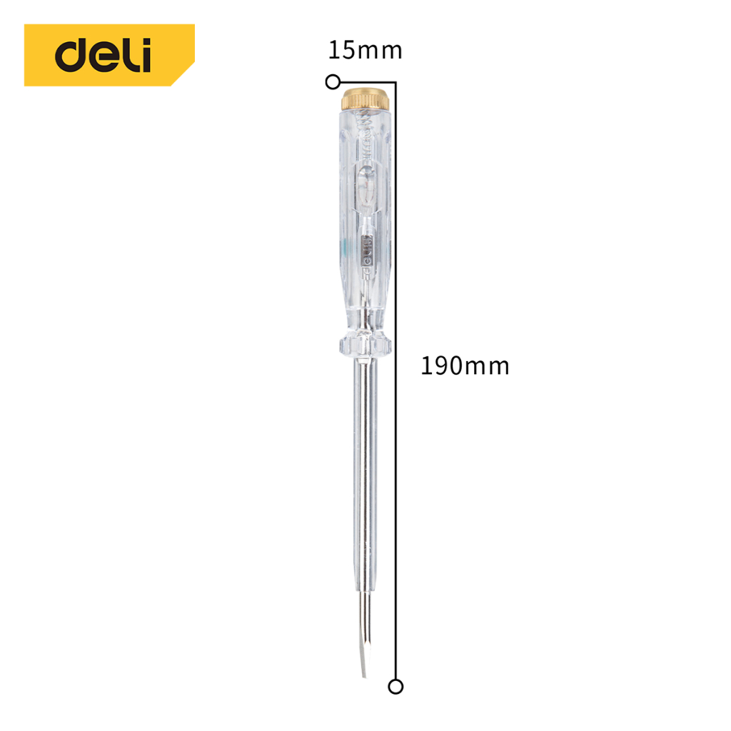 Deli ไขควงวัดไฟ ไขควงเช็คไฟ ไขควงวัดไฟอิเล็ก​ทรอ​นิกส์​ มีไฟแสดงสถานะ ปลอดภัย ทนทาน ด้ามจับกันฉนวน Voltage Tester - รูปที่ 5