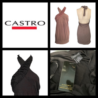 Castro ของแท้ เดรส สายคล้องคอ ผ้ายืด ผ้านิ่ม สีดำ สีน้ำตาล
