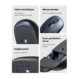 UGREEN เมาส์ไร้สาย 2.4G Mouse Wireless และ Bluetooth 2400-4000 DPI ไร้เสียง