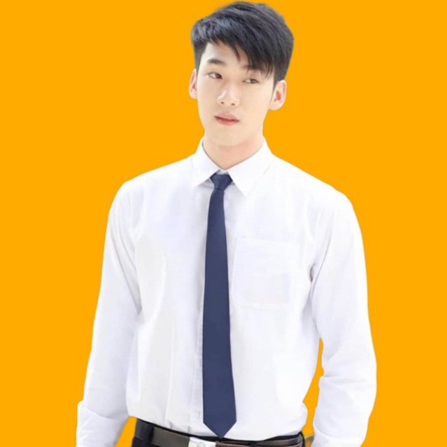 เสื้อนักศึกษาผ้าไหมอิตาลี แขนยาวมีกระเป๋าหน้า ใส่เรียนใส่ทำงานได้ ไซส์ M-4XL