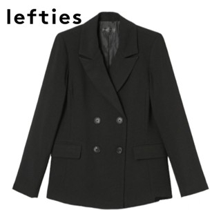 Lefties : DOUBLE-BREASTED BLAZER ( สูทดำกระดุม )