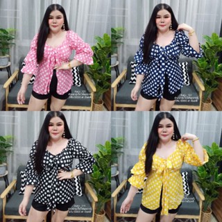 เสื้อผ่าหน้าสาวอวบ ใส่โบว์หน้า อก38-46ยาว27