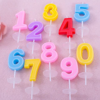 เทียนตัวเลข 0-9 สุ่มสี เทียนวันเกิดหลากสี bluebell.stuff