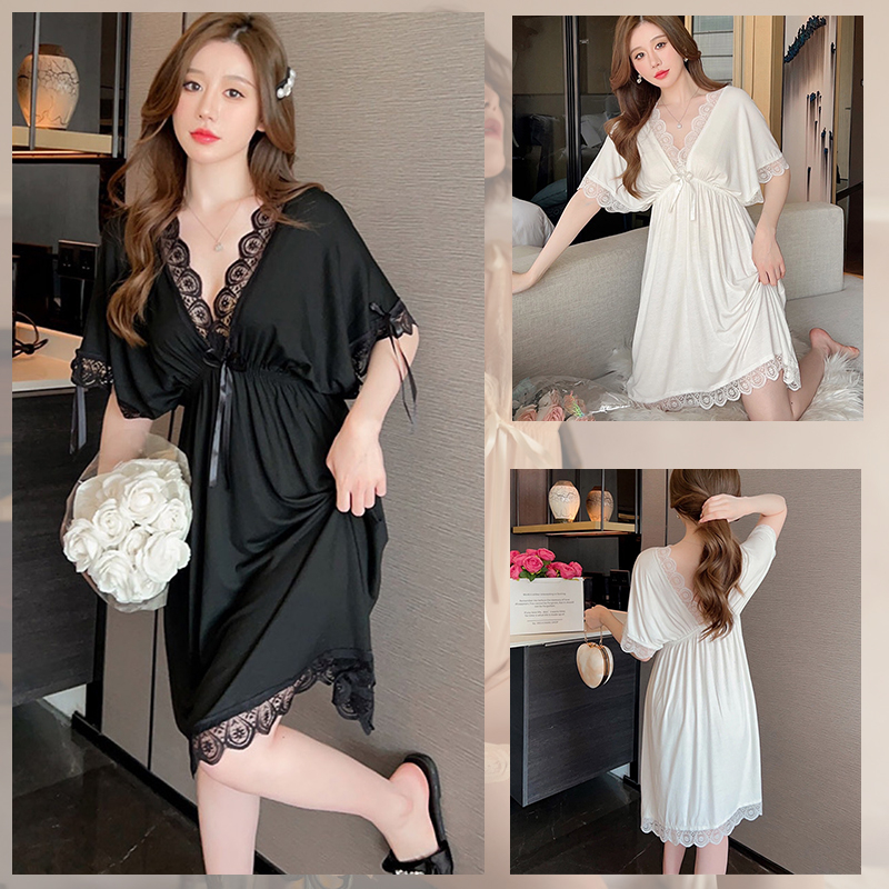 ชุดนอนลูกไม้เซ็กซี่👗  ชุดนอนไซส์ใหญ่นอนไม่หลับ  👗สองวิธีในการสวมใส่🎗สี่สี 🚚ส่งไวจากไทย1-3วัน （H1090）