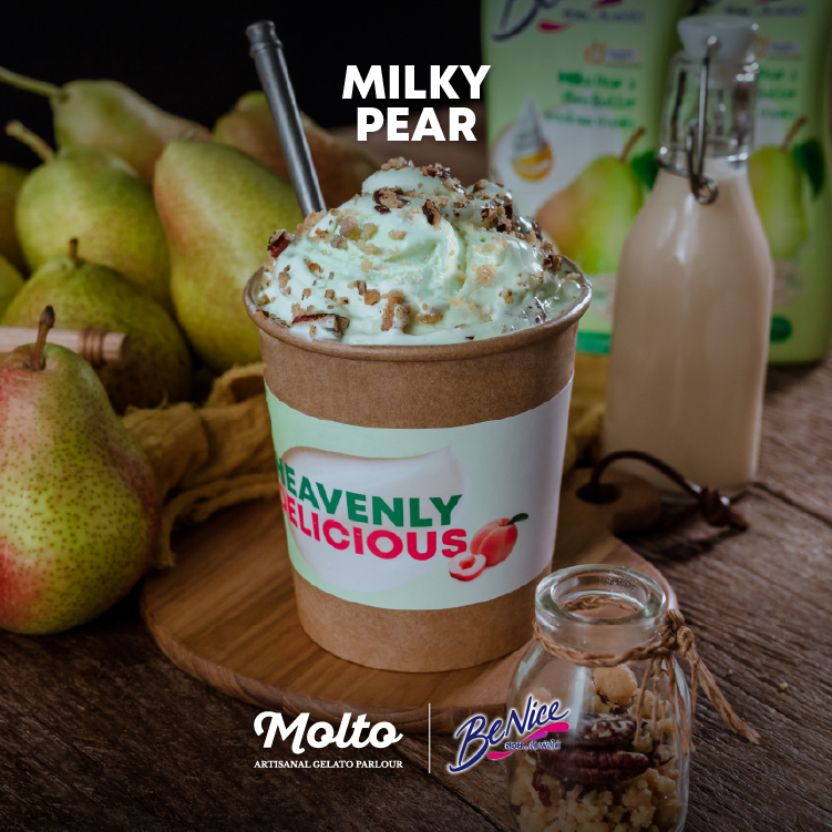 BeNice Milky pear (ไอศกรีม รสบีไนซ์ มิลค์กี้ แพร์ 1 ถ้วย 16 oz.) - Molto premium Gelato