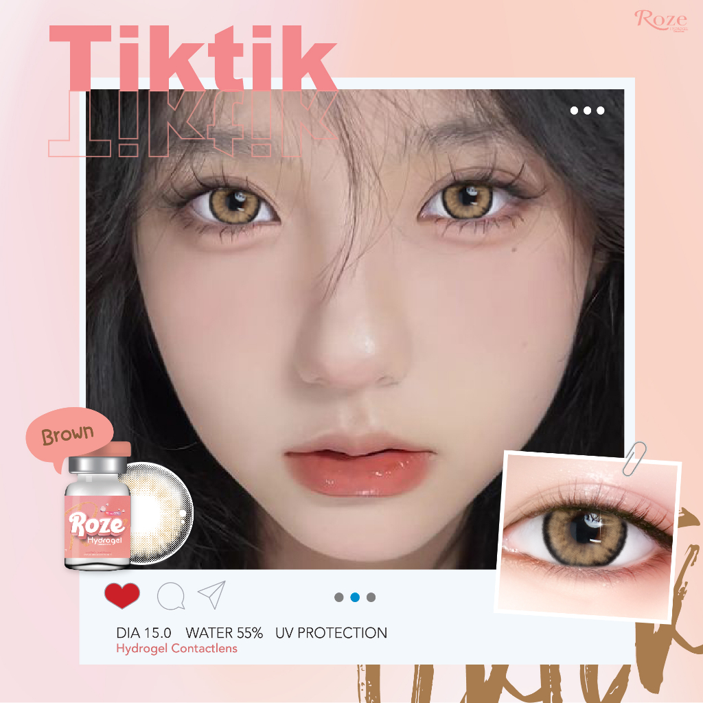 มีค่าสายตา Rozelens tiktik Gray Brown บิ๊กอาย สุดปัง คอนแทคเลนส์ รายเดือน มีอย แถมตลับฟรี เลนส์นิ่ม สวยปังมาก