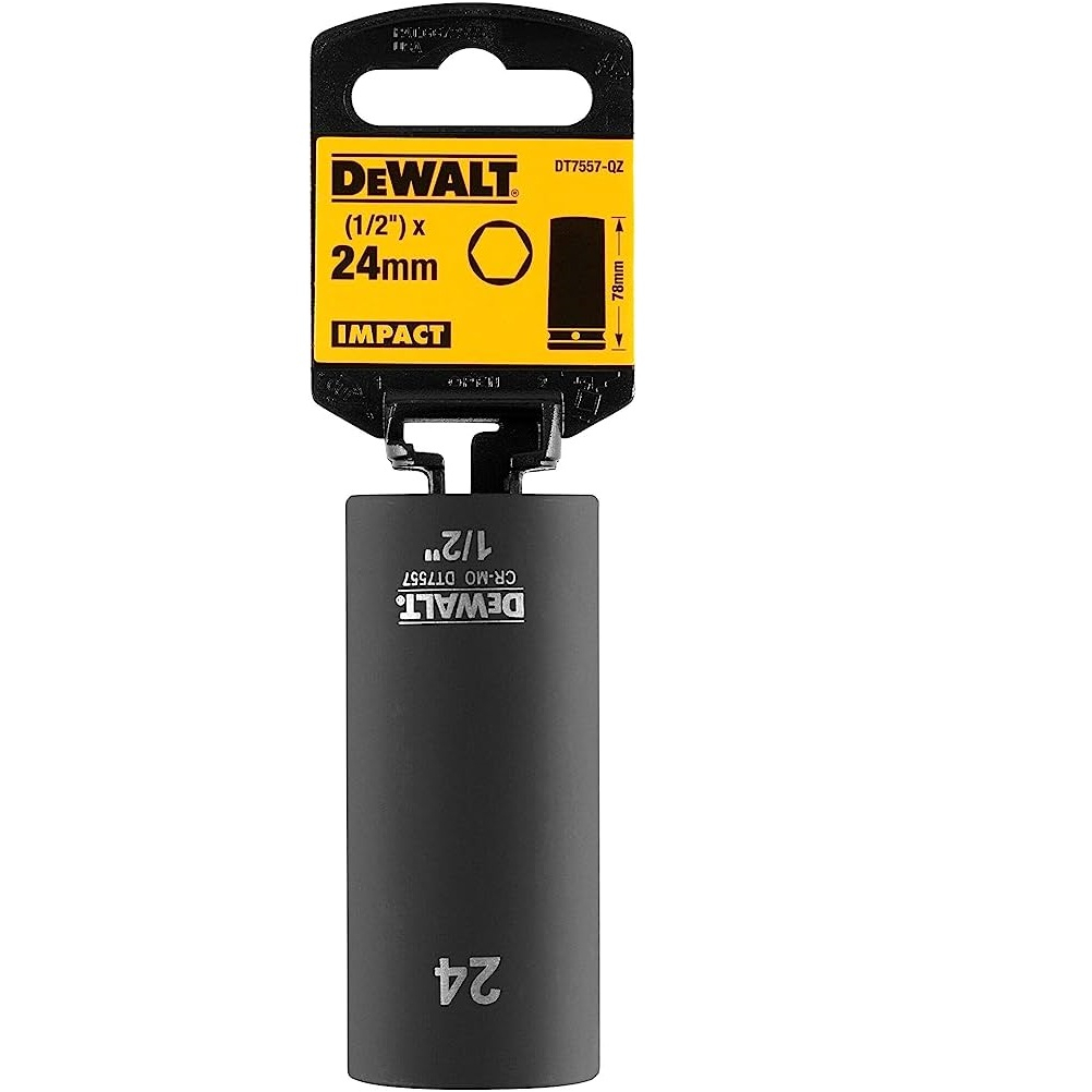 DEWALT ลูกบ๊อกซ์ยาว1/2" 4หุน 24mm. DT7557-QZ / 21mm. DT7555-QZ / 19mm. DT7553-QZ / 17mm. DT7551-QZ /