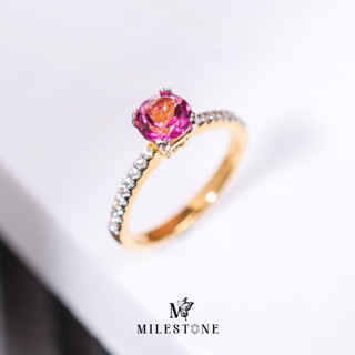 💍พร้อมส่ง💍แหวน Pink Topaz (สีชมพู) เรือนเงิน/ทอง สวยหวาน น่ารัก สไตล์คุณหนู รุ่น Little princess ring อัญมณีแท้