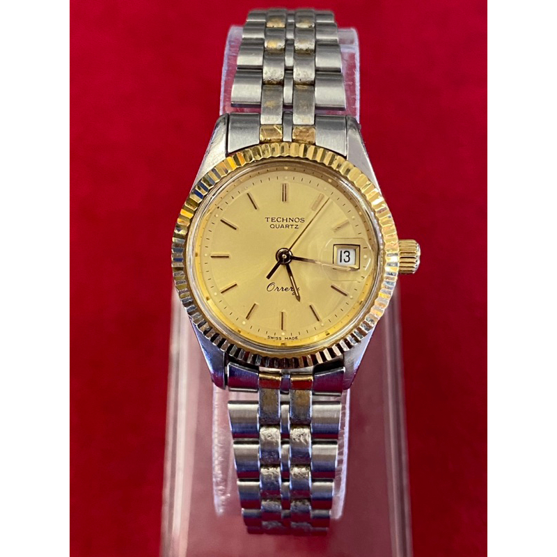 TECHNOS Oneny QUARTZ ตัวเรือน 2 กษัตริย์ นาฬิกาผู้หญิง มือสองของแท้